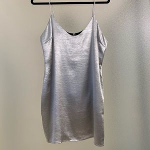 Metallic Silver Slip Dress